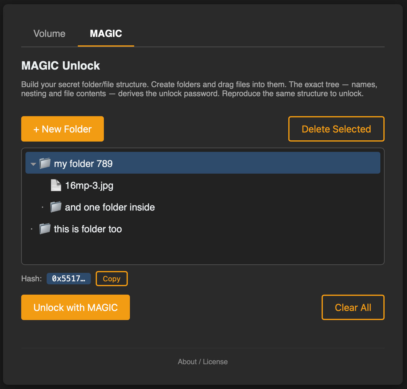 MAGIC Unlock folder and file tree interface
